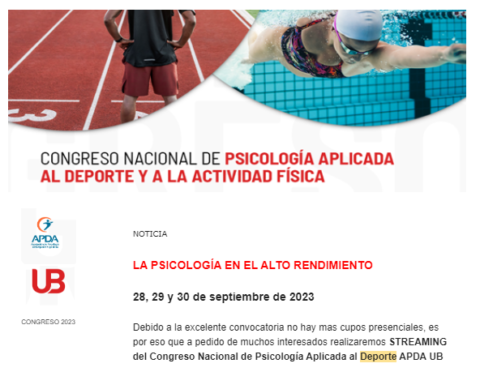 Congreso Nacional d Psicología Aplicada al Deporte y la Actividad