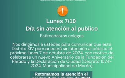 Lunes 7 de octubre – Día sin atención al público