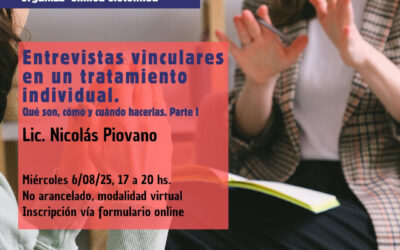 Seminario virtual: Entrevistas vinculares en un tratamiento individual. Parte 1